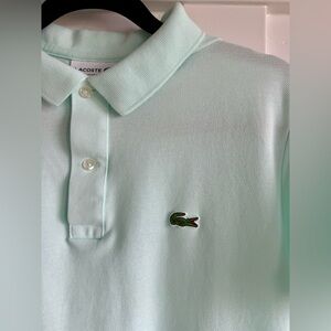 Lacoste Light Mint Green Polo Shirt Men’s Slim Fit Size L (hole in sleeve)